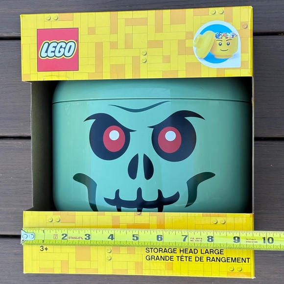 Lego Green Skeleton Head LARGE Storage Container Toy Organization Bin Stackable - Picture 3 of 8